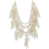 CIOOU Chunky Red Black Coral Beaded Necklace for Women Bohemian Layered Beads Statement Necklaces Fringe Boho Collar Bead Charm Choker Jewelry