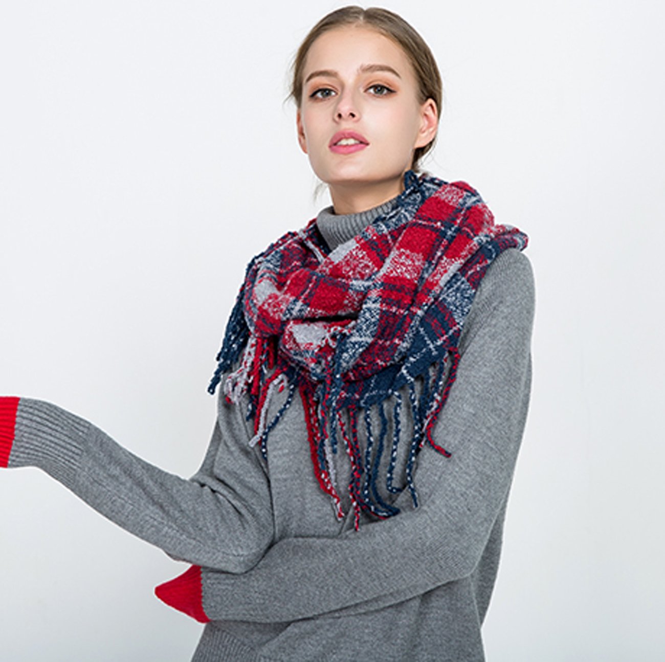 Yateen Winter Premium Plaid Print Infinity Scarf Yateen Winter Premium Plaid Print Infinity Scarf