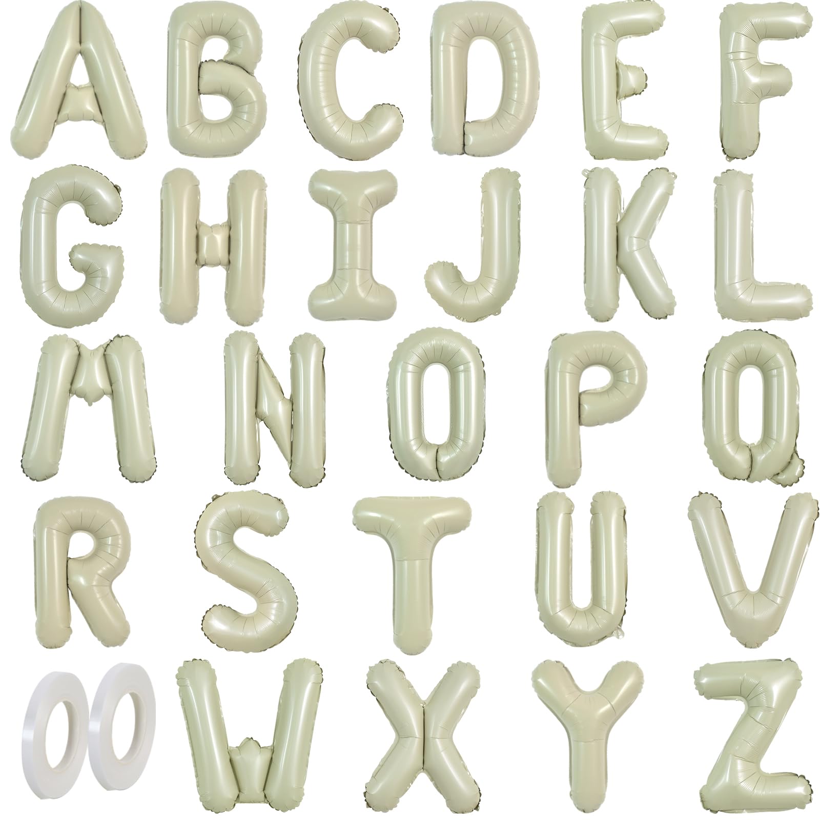 Photo 1 of TONIFUL 52 Pcs 16 Inch Cream Green Letter A-Z Balloons,Custom Phrase Mylar Foil Alphabet Letter DIY Personalized Phrase Banner for Birthday Anniversary Celebration Graduation Party Supplies Decor