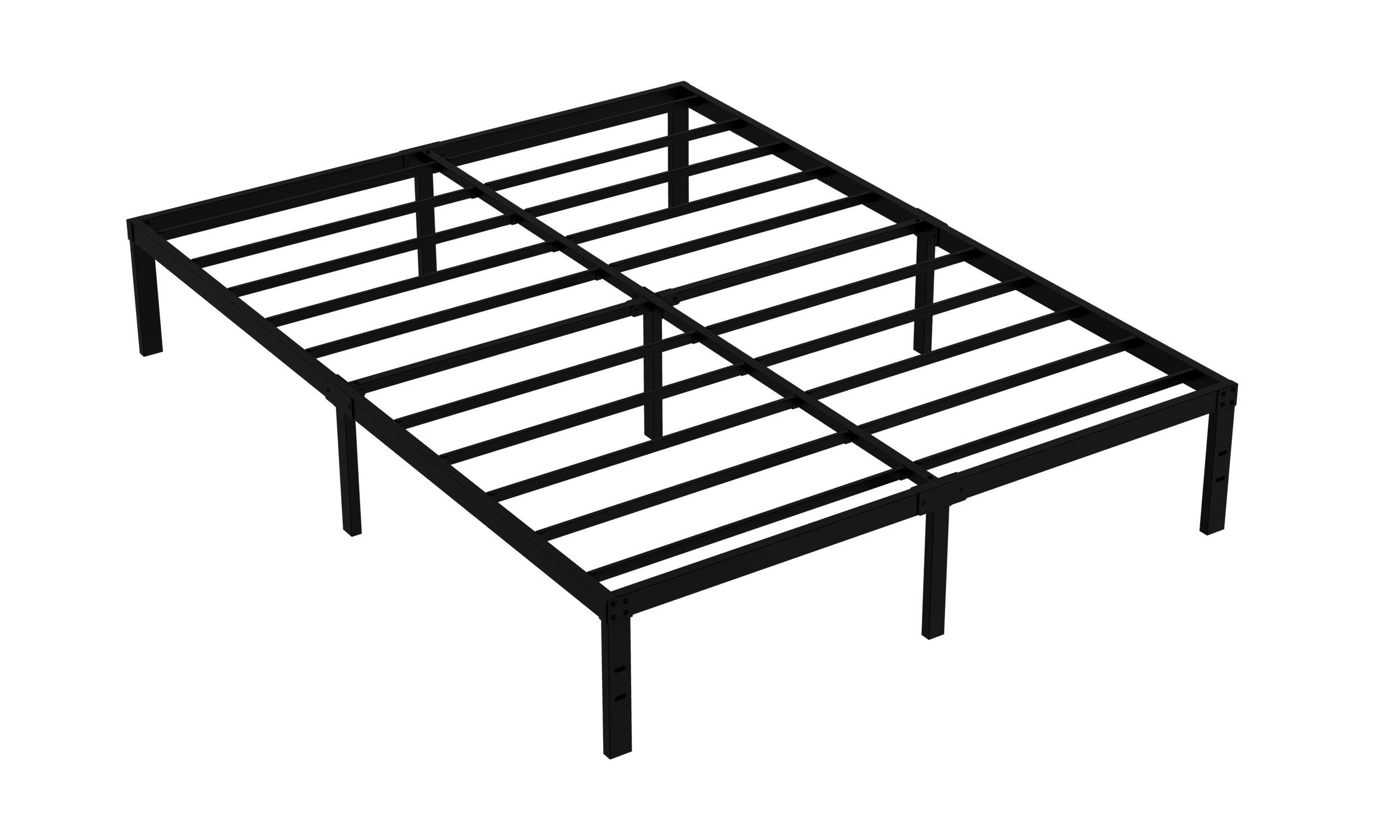OmiNight Metal Bed Frame,Queen,14 Inch Height, Non-Slip and Noise-Free Metal Platform,Heavy Duty Metal Bed Frames with Steel Slat Support,Black