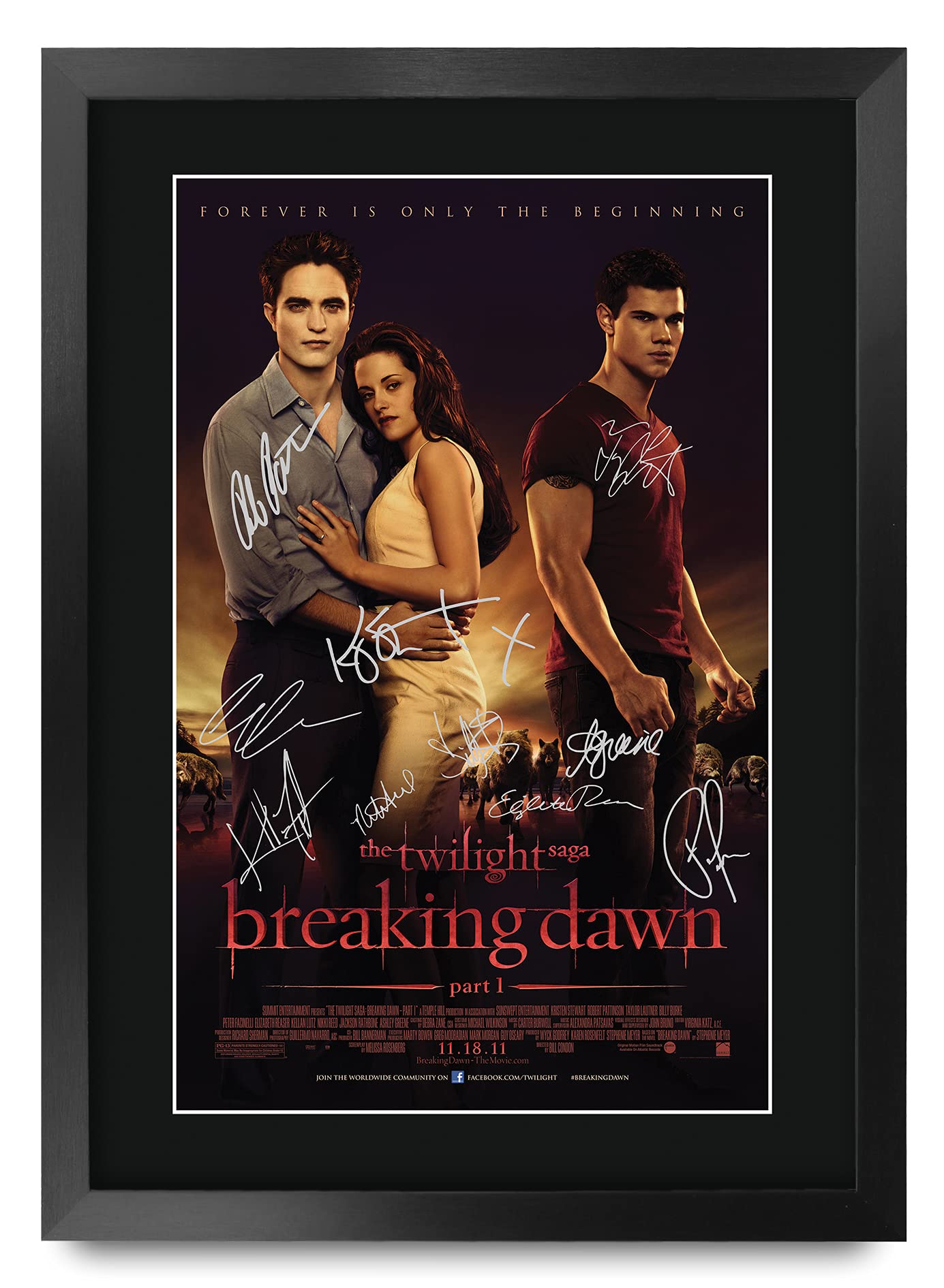 HWC Trading FR A3 Twilight 4 Breaking Dawn Part 1 Kristen Stewart, Robert Pattinson Gifts Printed Poster Signed Autograph Picture for Movie Memorabilia Fans - A3 Framed