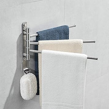 Toalleros de barra toallero rotatorio para baño 3 brazo ...