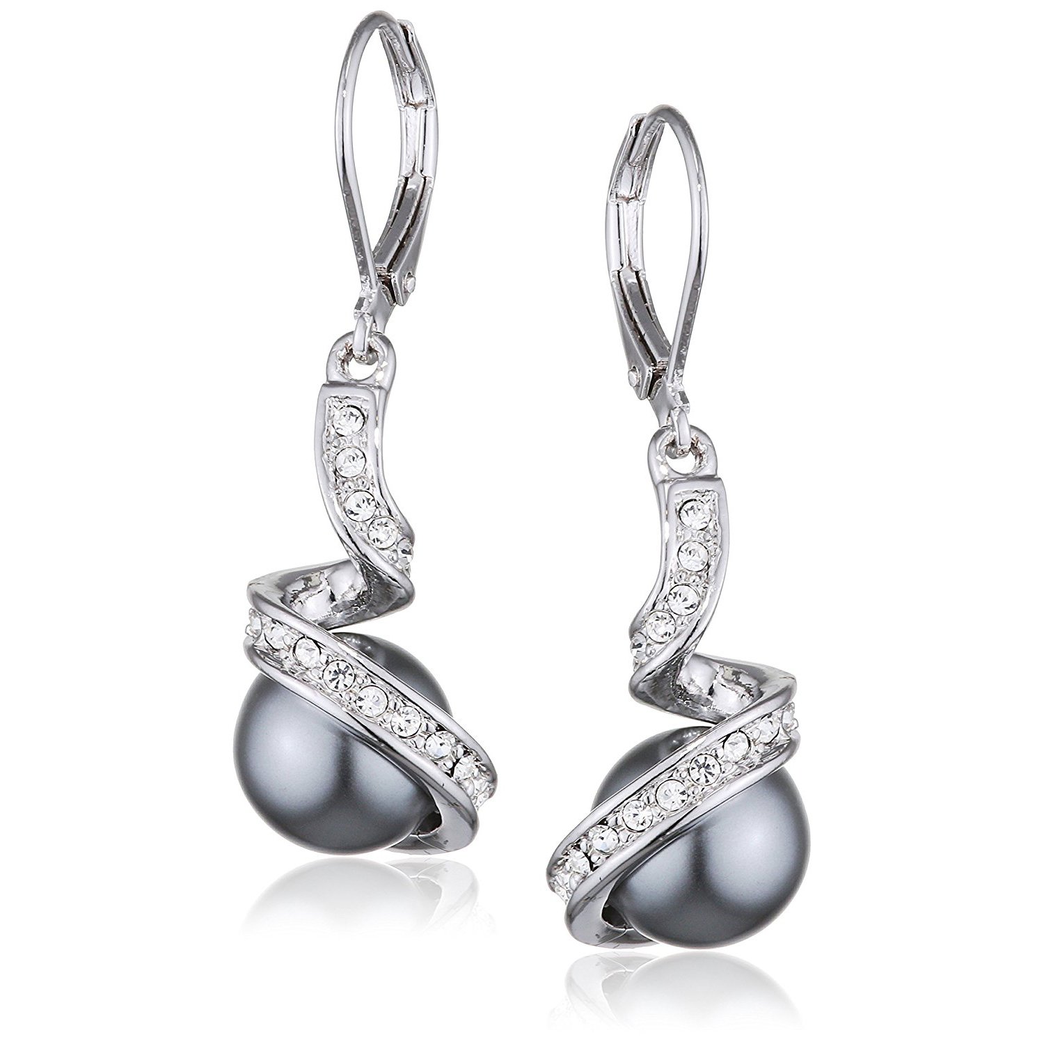 Yoursfs Faux Pearl Drop Earings for Women 18ct White Gold Plated Leverback Dangly Earring