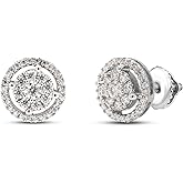 SAVEARTH DIAMONDS 1/2 ct. t.w Round Cut Lab Created G-H Color Moissanite Diamond Halo Stud Earrings In 14k Gold Over Sterling Silver Jewelry For Women Engagement, (0.50 Cttw, VVS1 Clarity)