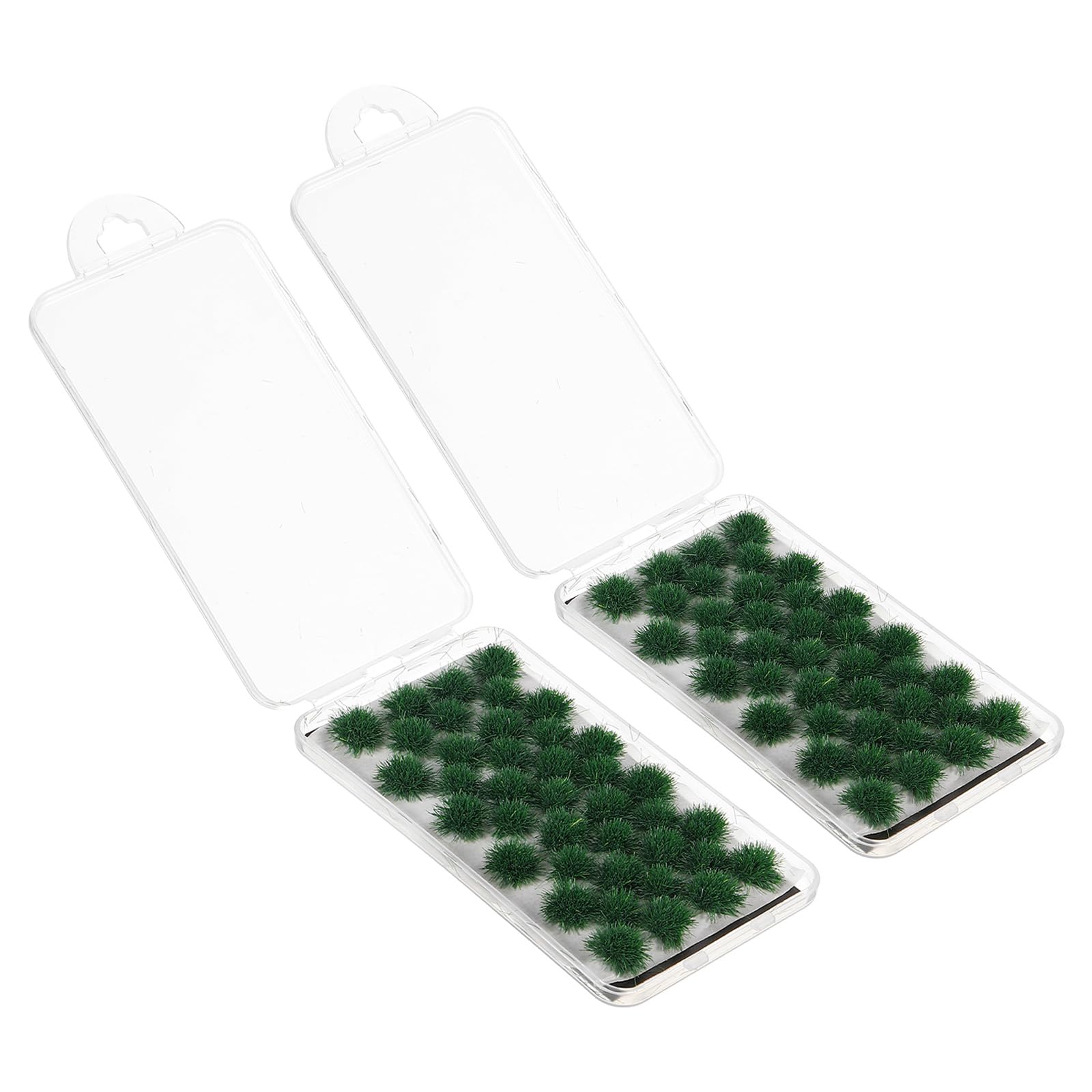 PATIKIL Static Grass Tuft Model, 2 Sets/56Pcs Miniature Artificial Grass Tuft Model DIY for Train Landscape Railway Sand Ground Layout Scenery Modeling, Dark Green