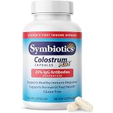 Symbiotics Colostrum Vegetable Capsules, 240 Count &ndash; with Lactoferrin and Naturally Occurring IgG &ndash; Gluten Free, RBST-Free - 240