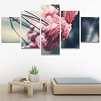 SIGNWIN 5 Panel Canvas Wall Art Pink Arrangement for Home Decorations Ready to Hang - 60