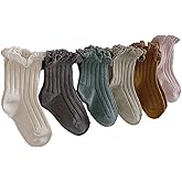 Ashmyova Baby Girls Vintage Ankel Lace Socks Toddler Ruffles Casual Dress Socks 6 Pack