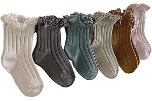 Ashmyova Baby Girls Vintage Ankel Lace Socks Toddler Ruffles Casual Dress Socks 6 Pack