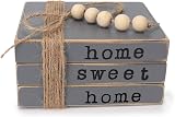 kroucoco Small Wood Decorative Book Stacks - Farmhouse Grey Decor view 9