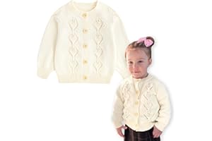 Simplee kids Baby Girl Knit Cardigan Sweater Cream Cotton Autumn Coat