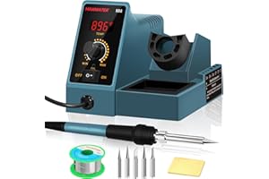 HANMATEK Soldering Station Digital Display with 5 Extra Iron Tips Soldering Iron Station 392℉-896℉ Temperature Adjustable Better Soldering Iron Soldering Kit with Solder Bracket SD2