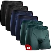 DANISH ENDURANCE Men's Performance Boxer Briefs (6-Pack) – Moisture-Wicking, Quick-Dry Comfort with Extra-Long Fit