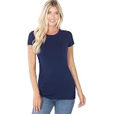 GT3008 Zenana Outfitters Short Sleeve T Shirt Basic Plain Solid Top Crew Neck Cotton/Spandex