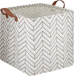 CLOCOR Square Storage Baskets,Storage Bins,Canvas Nursery Boxes,Collapsible Playroom Decor for Laundry,Shelves,Gift Basket,Home Organization (Grey Geometry)