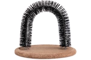 Hollypet Self Grooming Massager and Scratcher Toy - Cat Arch Brush for Back Grooming, Hair Cleaner Pads