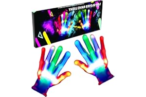 VABX-Purple Led Gloves Rainbow Cool Kids Toys 3-6, 7-11 Years Old for Teens Adults Light up Gloves Party Birthday Easter Halloween (1 Pair) (Large)