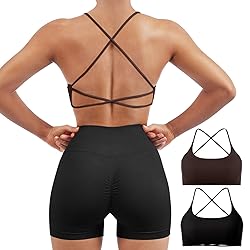 SUUKSESS Women 2 Piece Open Back Sports Bra Pack