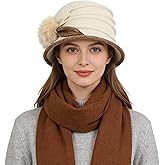 Women Felt Bucket Hat Vintage Floral Wool Dress Winter Hats