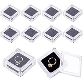 KINCHYGO 8 Pack Clear Acrylic Jewelry Box Ring Containers Case | With Sponge Inside, Magnetic Clasps, for Small Items Coins Storage 2.28x2.28inch
