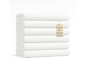 Casa Platino 6 Pack Hand Towels (16"x28") - Spa & Hotel Quality - 100% Ring Spun Cotton - Quick Dry, Ultra Soft & Absorbent - Used for Salon, Gym, Bathroom, Beauty - Pre Shrunk - White Hand Towels Set