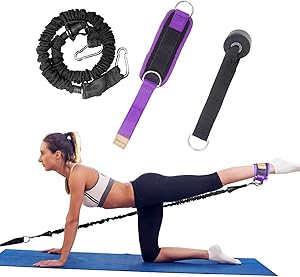 TOCO FREIDO Exercise Resistance Bands Set (2 Pack), Speed and Agility Exercise Bands, Glute Cord System Cable Machine for Hip Home Workout Cable Kickbacks with Butt Resistance and Ankle Straps