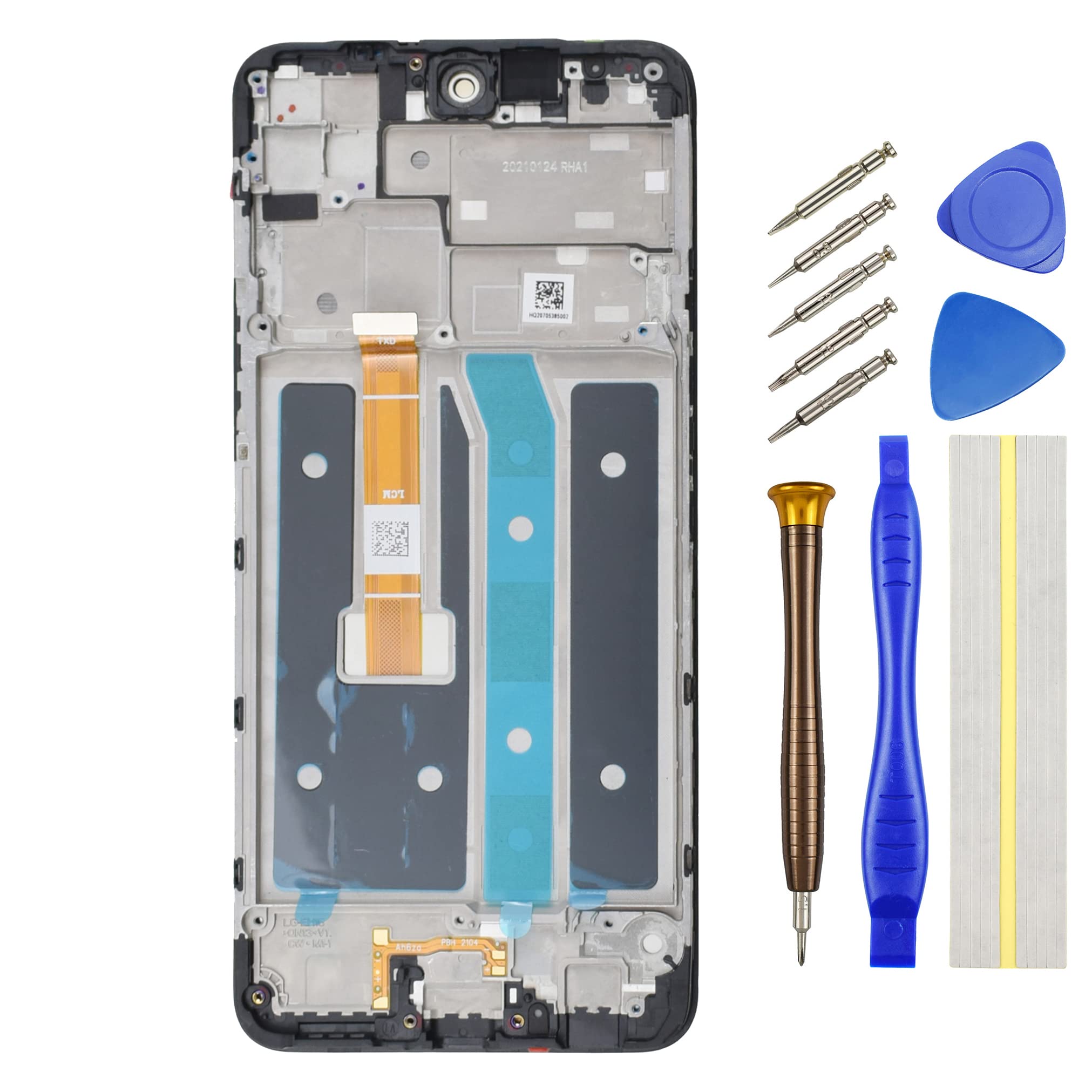 Double Sure Full LCD Display Touch Digitizer Screen Replacement for LG K42 LM-K420 with Screen Frame Black 6.6"