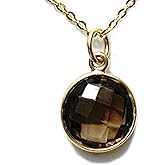 Joyfulmuze Round Pendant Necklace, Natural Gemstones, Labradorite, Rainbow Moonstone, Crystal, Rose Quartz, Amethyst, Citrine, Sterling Silver, Handmade Jewelry Gifts