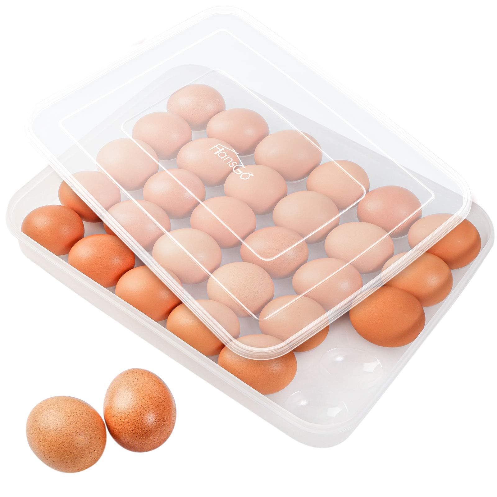 Deviled Egg Containers with Lid, Portable Devil Egg Holder for 30 Eggs Clear Deviled Egg Carrier Tray for Home Party Kitchen Fridge Organizer