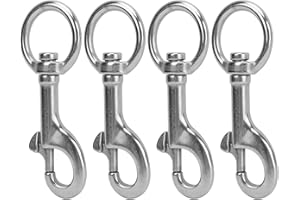 4 Pcs Bolt Snap Hook, 316 Marine Grade Stainless Steel Heavy Duty Swivel Eye Snap Clip for Scuba Diving, Kayaking, Dog Leash,