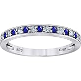 Jewels By Lux Sterling Silver Womens White Royal Blue Cubic Zirconia Semi Eternity Stackable Bridal Anniversary Engagement Wedding Band Ring