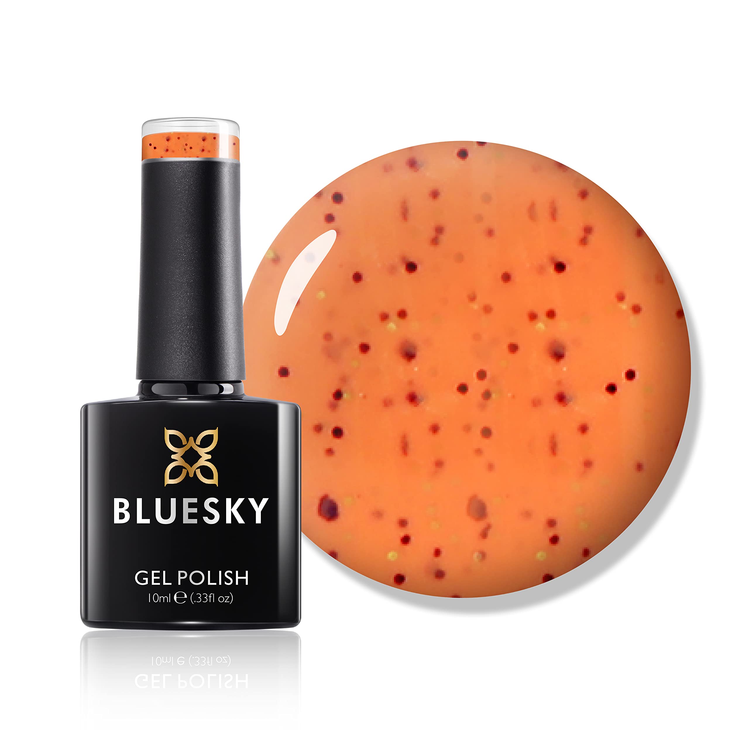Bluesky Gel Nail Polish, Mango Tango Sum1924, Glitter, Orange, Smoothie Long Lasting, Chip Resistant, 10 ml (Requires Drying Under UV LED Lamp)