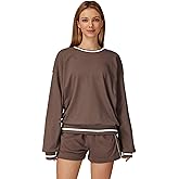 ABOCIW Womens Sweatsuits 2 Piece Outfits Crewneck Sweatshirts Sweat Shorts Tracksuits Lounge Matching Sets