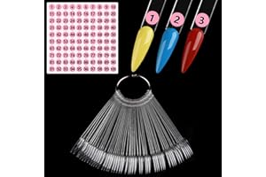 Furtherpretty Clear Nail Swatch Sticks with Number Stickers, 50 Pcs Stiletto Nail Sample Swatches for Gel Polish Color Display Practice Nails muestrario de colores para uñas Manicure Supplies