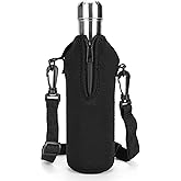Linkidea Neoprene Water Bottle Carrier with Strap Compatible with S Original, Koodee, MIRA 17oz Cola Shaped Bottle, Insulated Waterbottle Sling Bag Holder with Shoulder Strap, Black