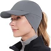 GADIEMKENSD Women's Winter Reflective Fleece Ponytail Hat with Drop Down Ear Warmer