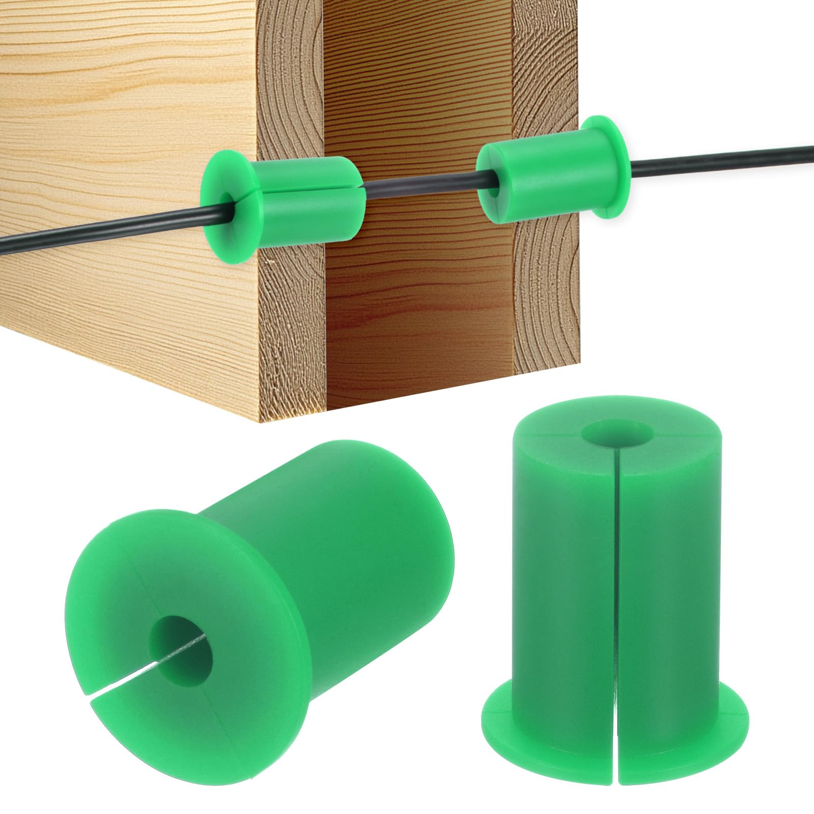 M METERXITY 2-Pack Cable Routing Kit, for 1 Inch Wall Hole Silicone Feed Through Wall Grommet Cable Punch Grommet Wall Hole Cover Bushing for Ethernet Cable [38mm Length, Green]
