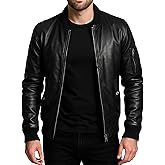 J'Jackin Black Leather Bomber Jacket Men - Premium 100% Real Lambskin Genuine Leather Bomber Jackets for Men
