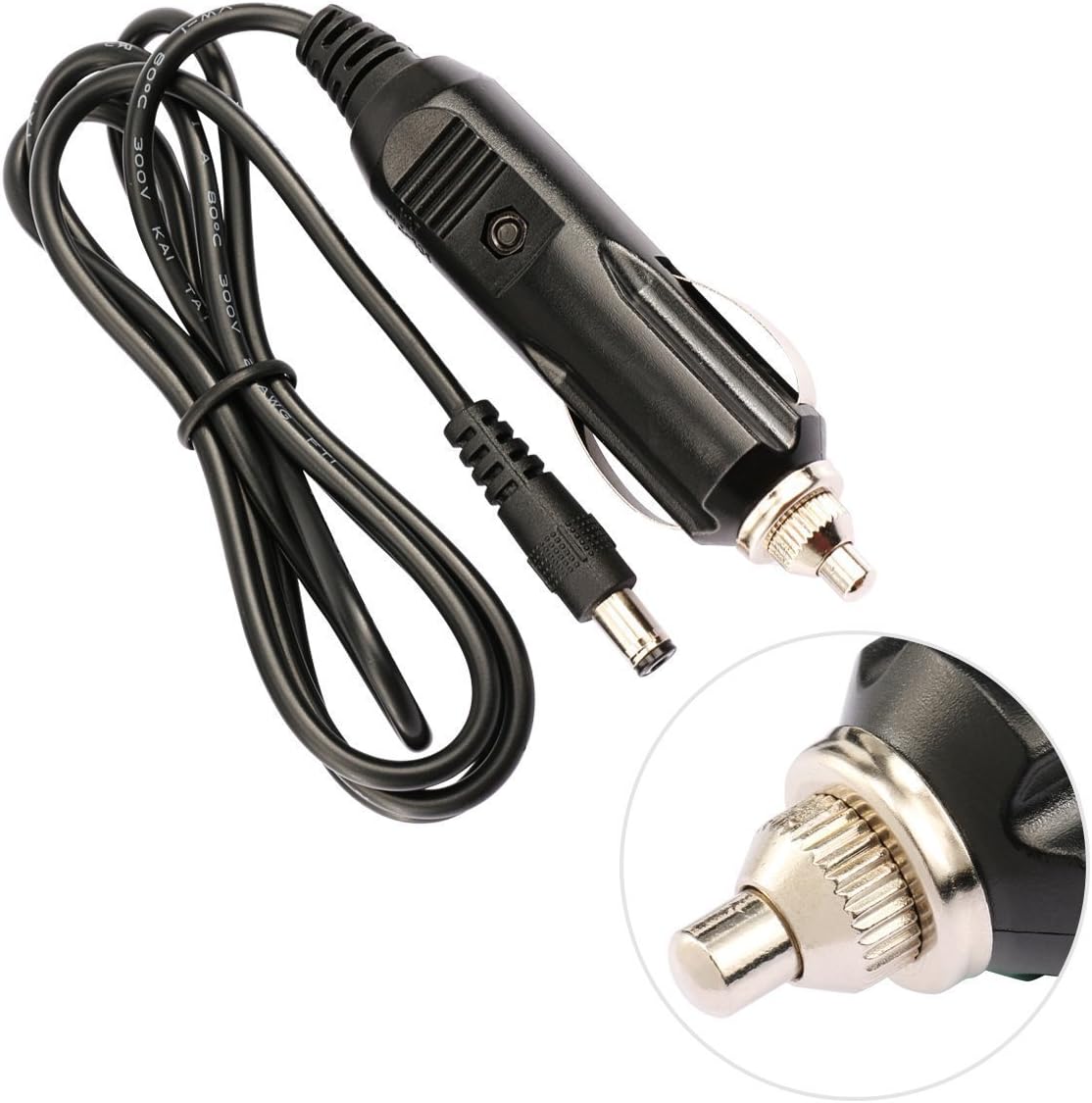 KUNCAN 4FT 12V Cigarette Lighter to DC5521 Power Cable, 5A Fuse, Car Charger for GPS DVD Player, Bluetooth Speakers - Image 3