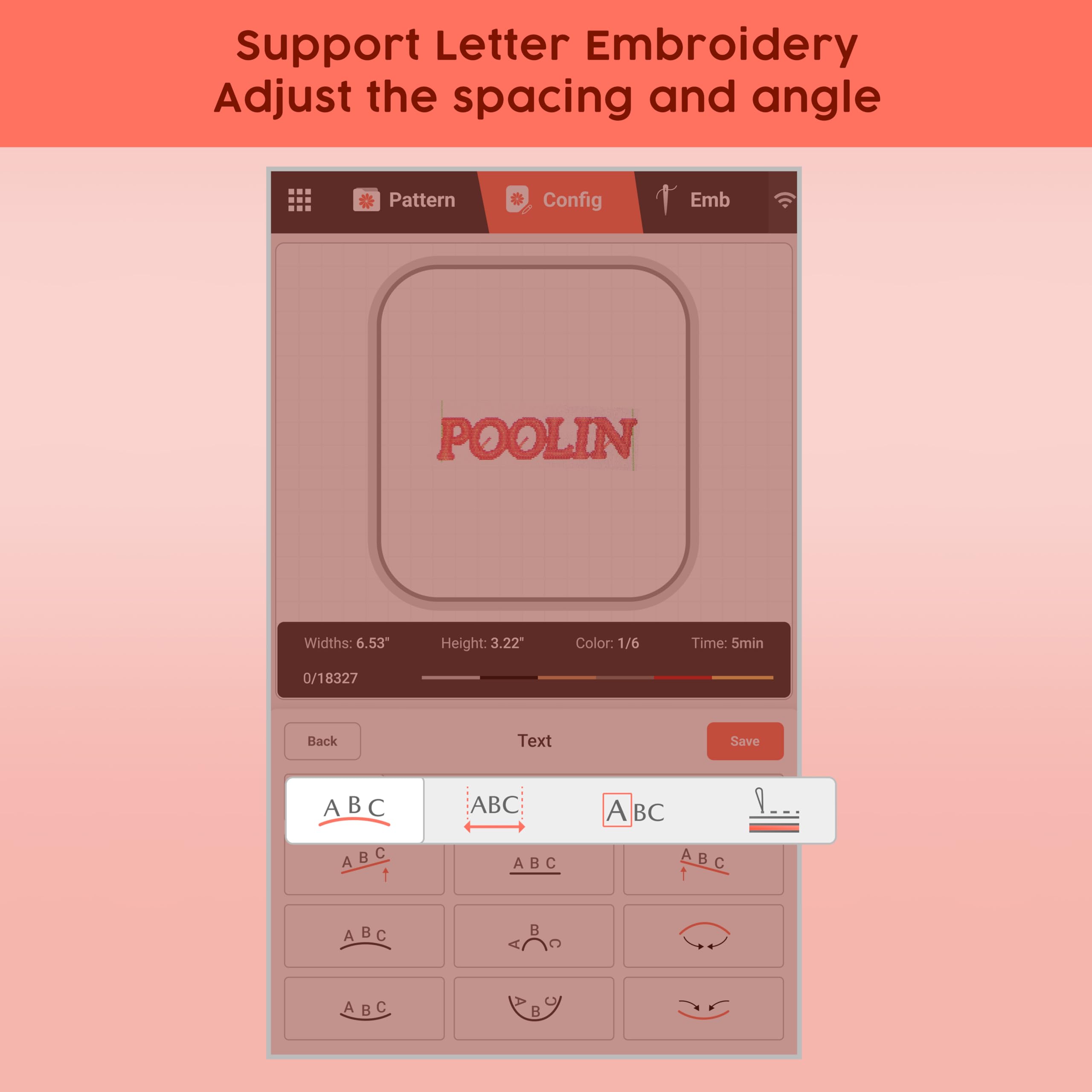 Poolin EOC05 Embroidery Machine Maximum embroidery area 4x9.25inch, 7 Inch Touch Screen Comes with WiFi Design Transfer, Includes All Accessories Supplies and Training for Beginners