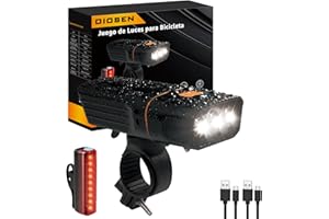 OIOSEN Luces para Bicicleta 1000 LM con Luz Trasera Recargable, Linterna de Seguridad a Prueba de Agua para Ciclismo y Camping Senderismo etc