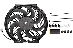 Twilight Garage High Performance 14 inch 12V 120W Universal Slim Electric Cooling Radiator Fan Push Pull with Mounting Kit