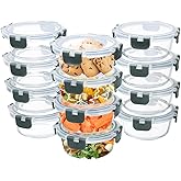 GULFLIN 12 Pack Small Glass Food Storage Containers with Lids Airtight, 13oz Leak-Proof Meal Prep Containers Set, Freezer to Microwave Safe, Dishwasher Safe