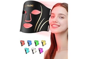 FOLOKE LED Light Therapy Mask Skin Care Mask, LED Red 630±5nm & NIR 830nm Wavelength for Home Use(TAN)