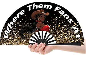 AYTHSRIC 13 inch Line Dance Popping Fan, Where Them Fans at Clack Fan, Boots On The Ground, Large Festival Folding Fans, Pop Fans for Women Foldable Wedding Dance Church Party (Style D)