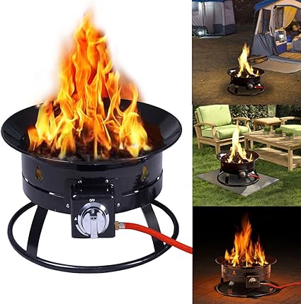 Portable Camping Garden Bbq Fireplace Propane Gas Fire Pit Outdoor 58 000 Btu Patio Heater Lava Rocks Amazon De Garten
