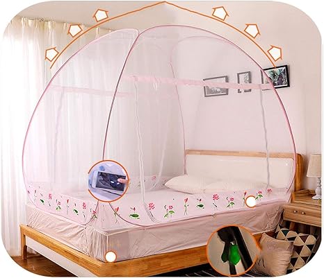 Amazon Co Jp プリント蚊帳ミドルダブルベッドカーテンポータブルキャンプテント大人用1ピース夏のスリーピングカーテン家 の装飾 Hehua ピンク 1 5m 5フィート ベッド ホーム キッチン