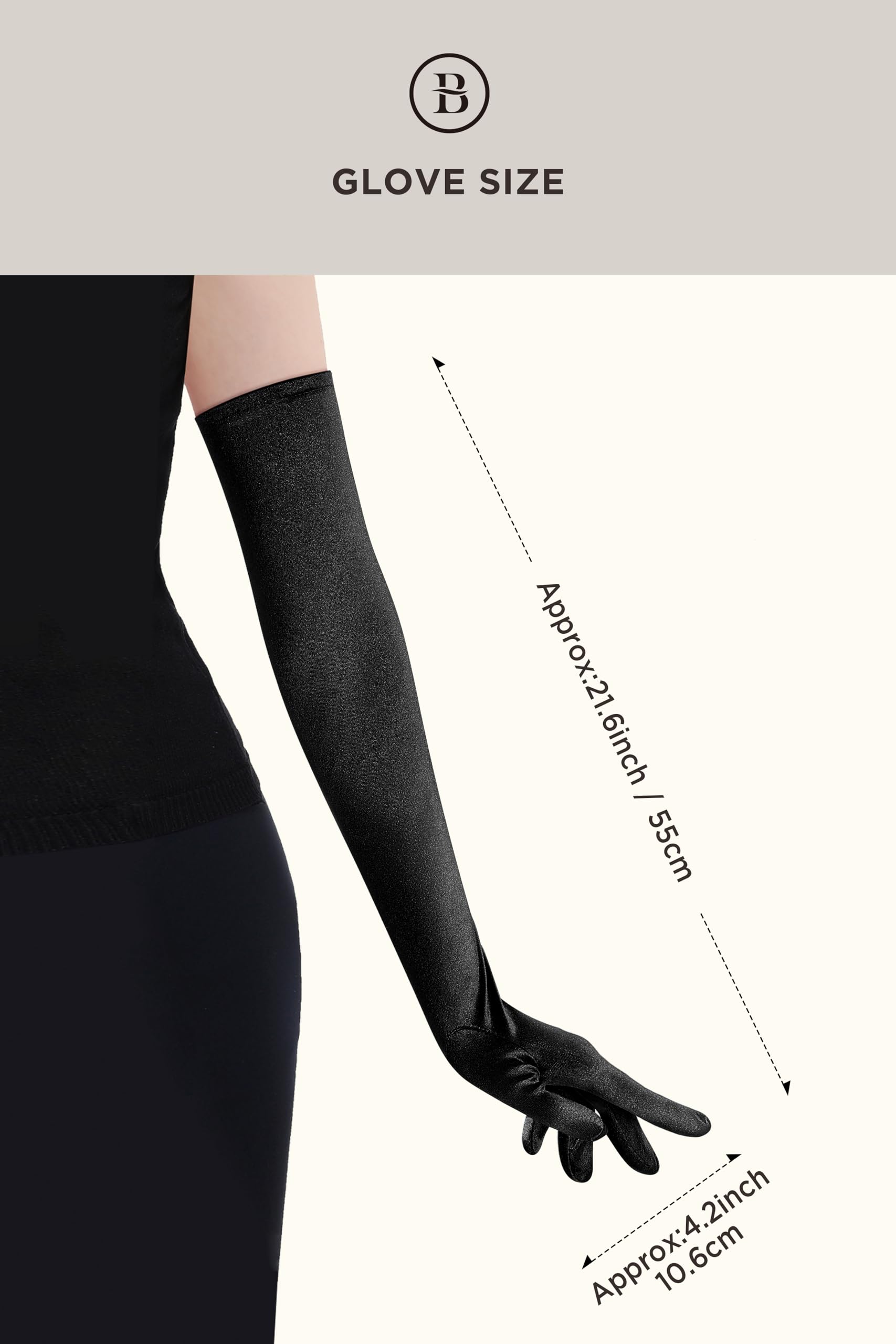 BABEYOND Long Opera Party 1920s Satin Tea Party Gloves Costume Stretchy Adult Size Elbow Length Bridal Gloves