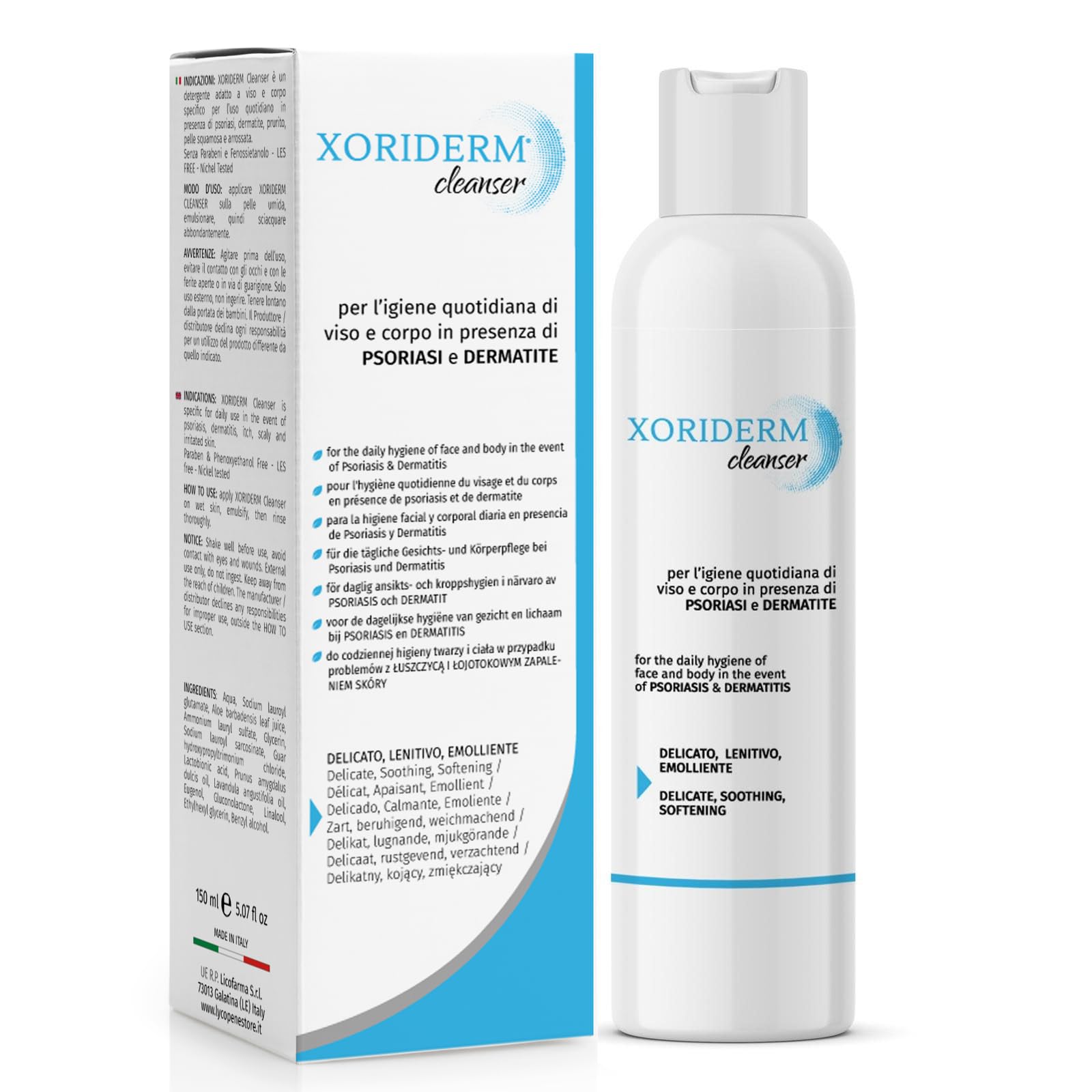 Xoriderm Eudermic Cleanser Face and Body 99% Natural Ingredients Useful in cases of Psoriasis and Dermatitis