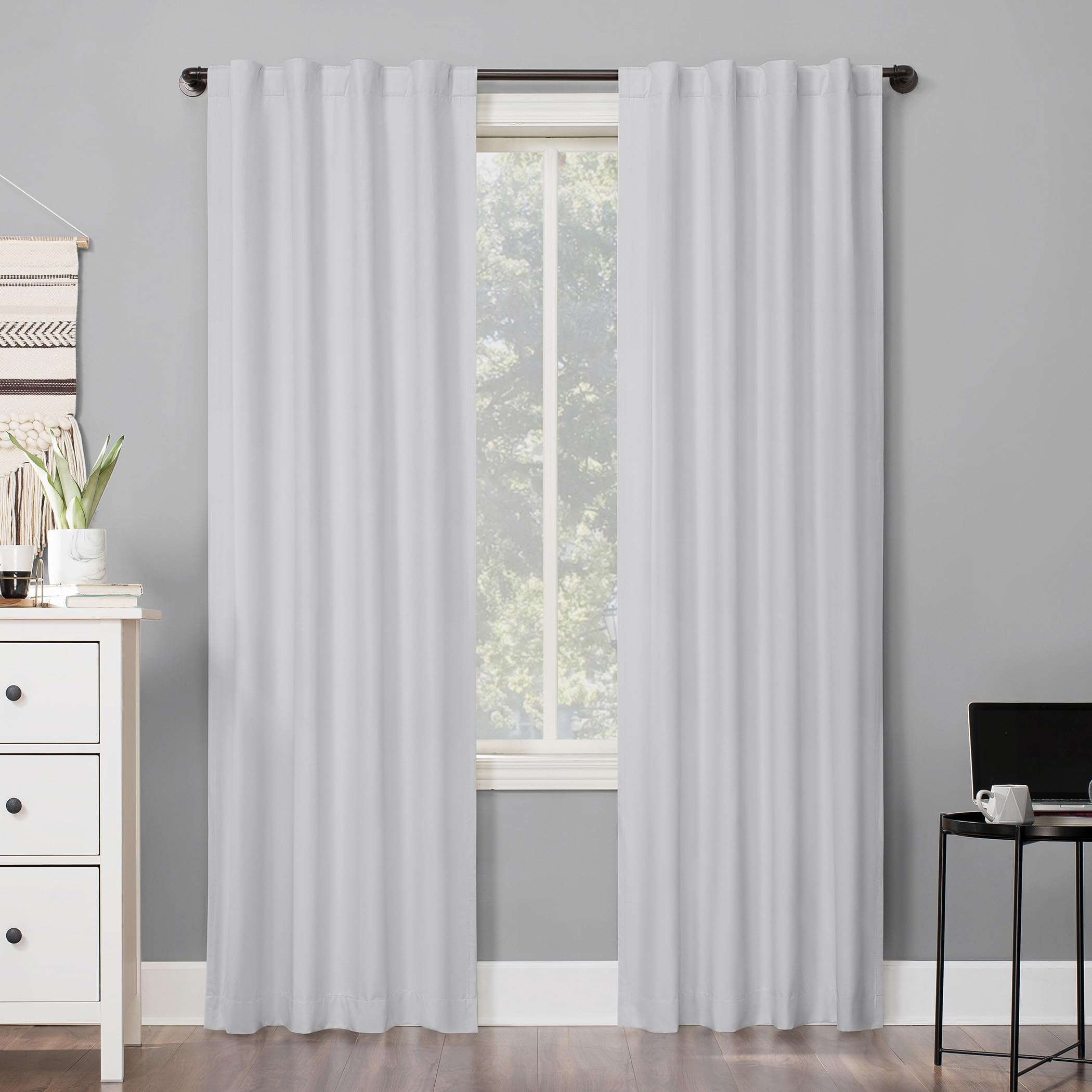 Sun Zero Cyrus 2-Pack Thermal Total Blackout Back Tab Curtain Panel Pair, 40" x 63", White — image 1